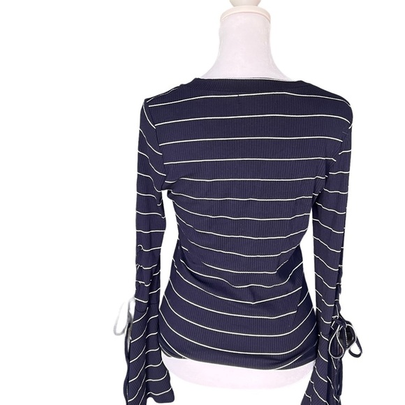 Lulus - Found My Mate Navy Blue Striped Lace-Up Top - Picture 6 of 10
